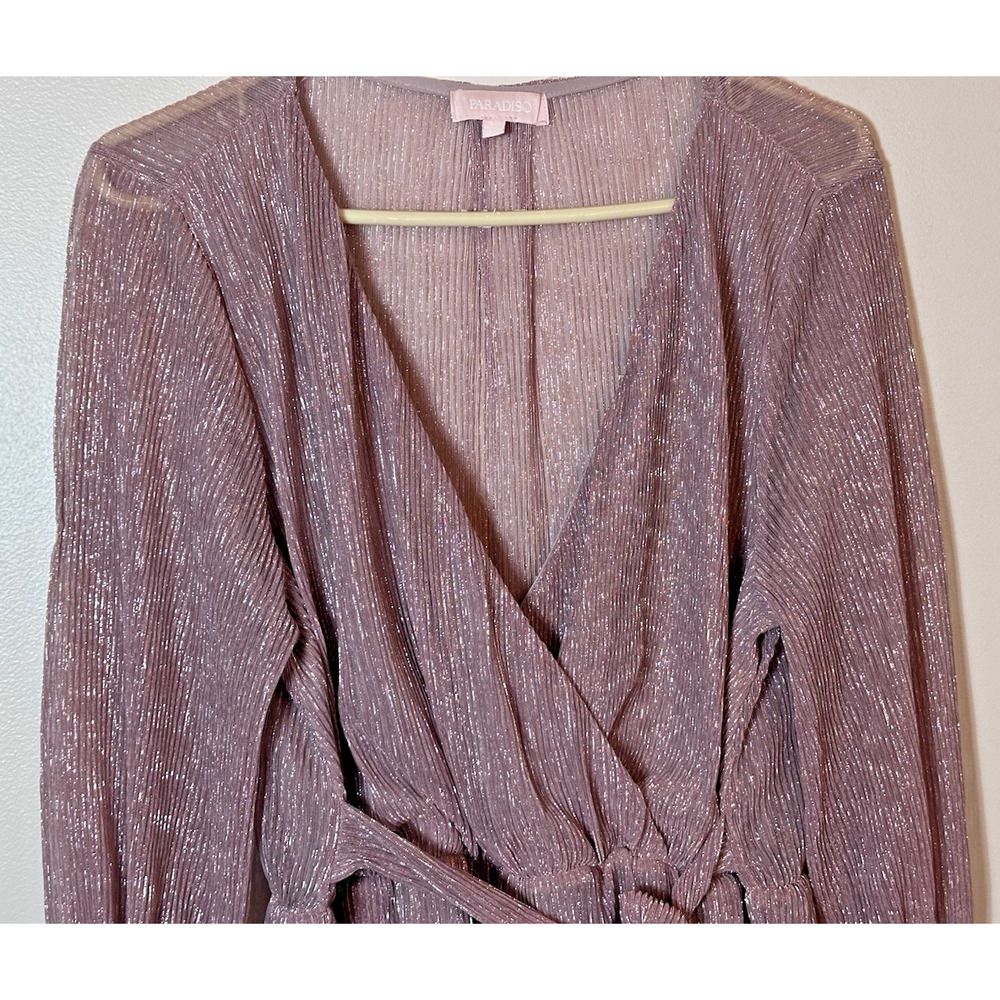 Paradiso Romper Womens Large Pink Shimmer Pockets Balloon Tie Retrofete Inspired - Picture 4 of 10